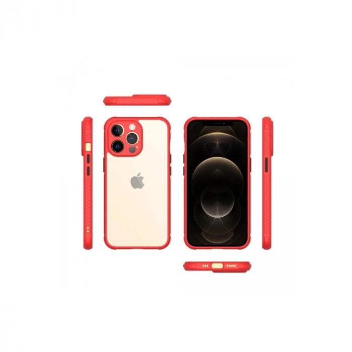 İphone 13 Pro Kılıf Miami Şeffaf  - Kırmızı