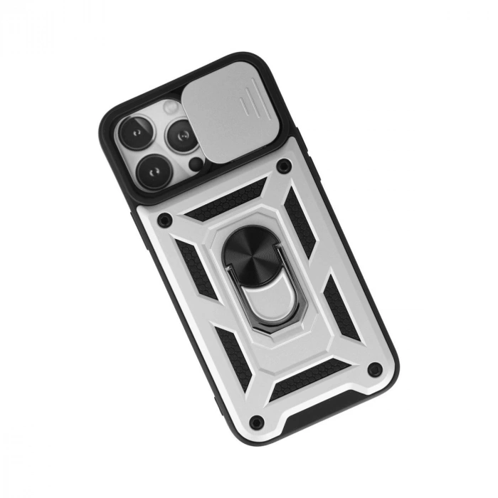 İphone 13 Pro Kılıf Pars Lens Yüzüklü  - Gümüş