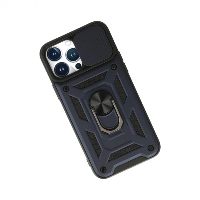 İphone 13 Pro Kılıf Pars Lens Yüzüklü  - Lacivert