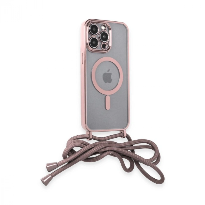 İphone 13 Pro Max Kılıf Divo Lazer Askılı Magsafe Kapak - Pembe