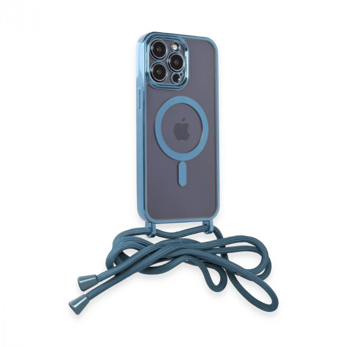 İphone 13 Pro Max Kılıf Divo Lazer Askılı Magsafe Kapak - Sierra Blue