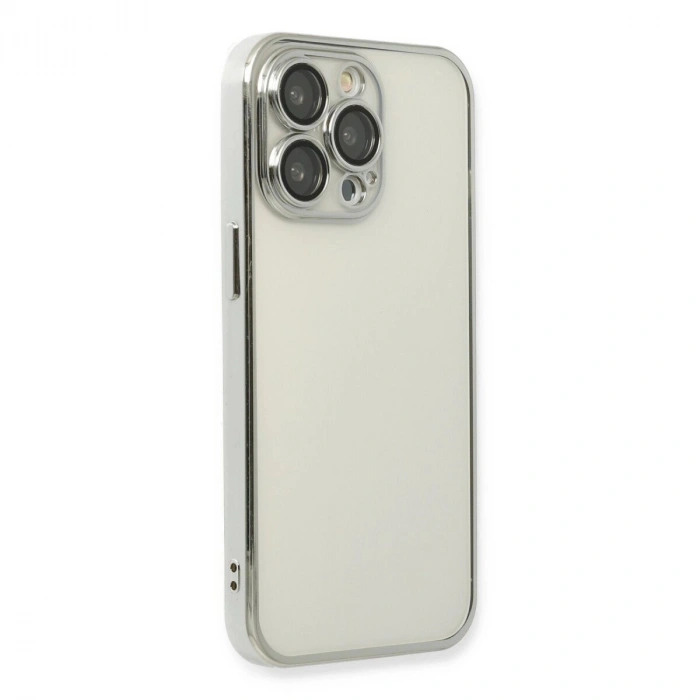 İphone 13 Pro Max Kılıf  Lensli  - Gümüş