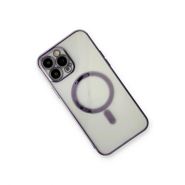 İphone 13 Pro Max Kılıf Magneticsafe Lazer  - Mor