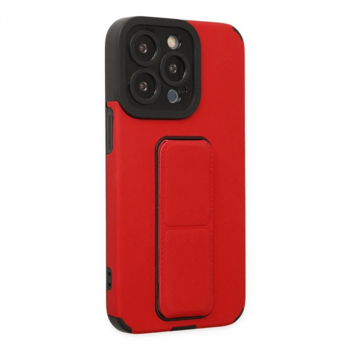 İphone 13 Pro Max Kılıf Mega Standlı  - Kırmızı