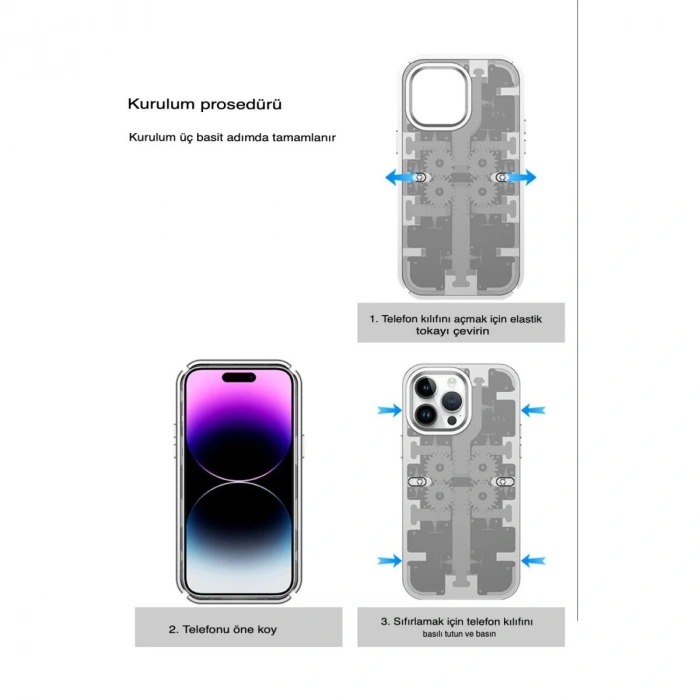 İphone 13 Pro Max Kılıf Mekanik Bumper Kapak - Derin Mor