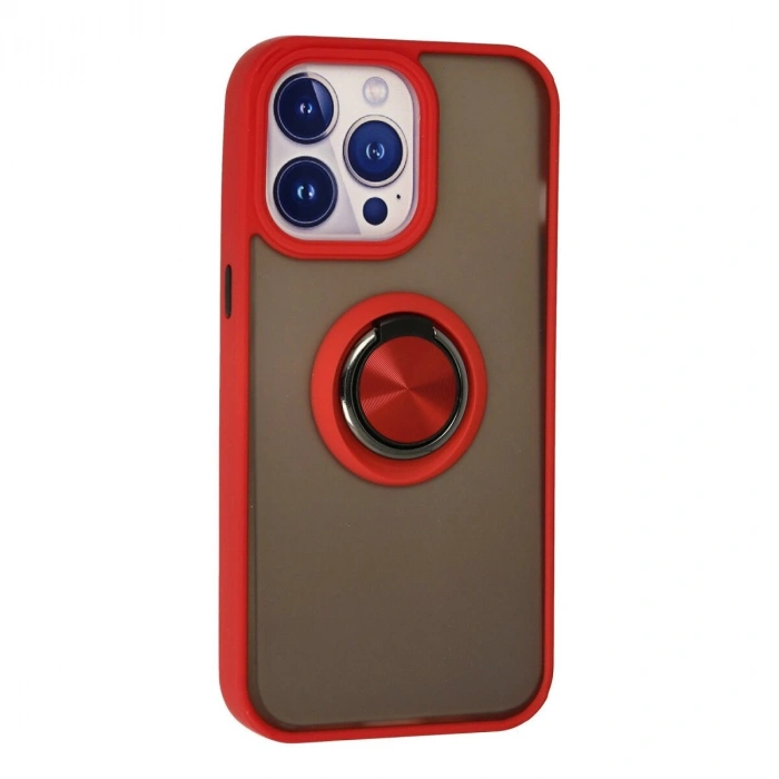 İphone 13 Pro Max Kılıf Montreal Yüzüklü  Kapak - Kırmızı