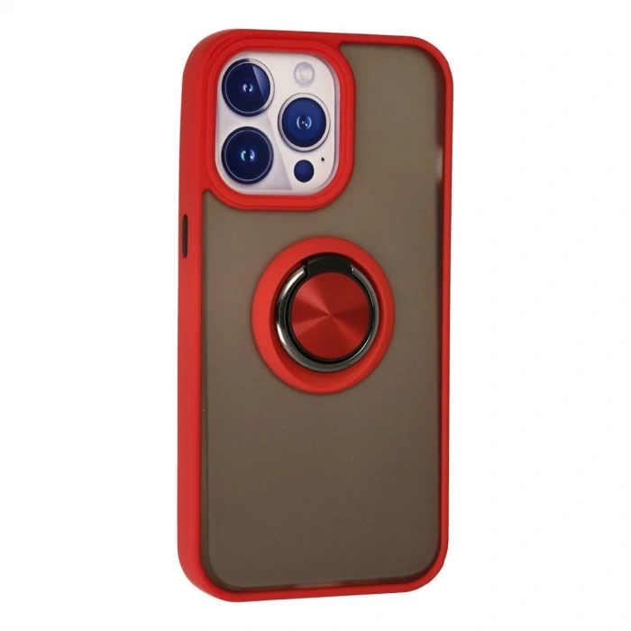 İphone 13 Pro Max Kılıf Montreal Yüzüklü  Kapak - Kırmızı