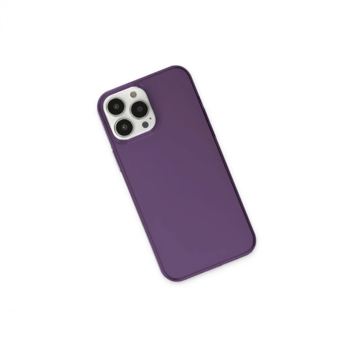 İphone 13 Pro Max Kılıf Pc Sert Şeffaf Kapak - Mor