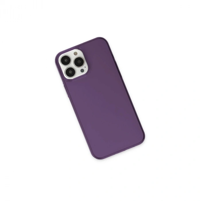 İphone 13 Pro Max Kılıf Pc Sert Şeffaf Kapak - Mor