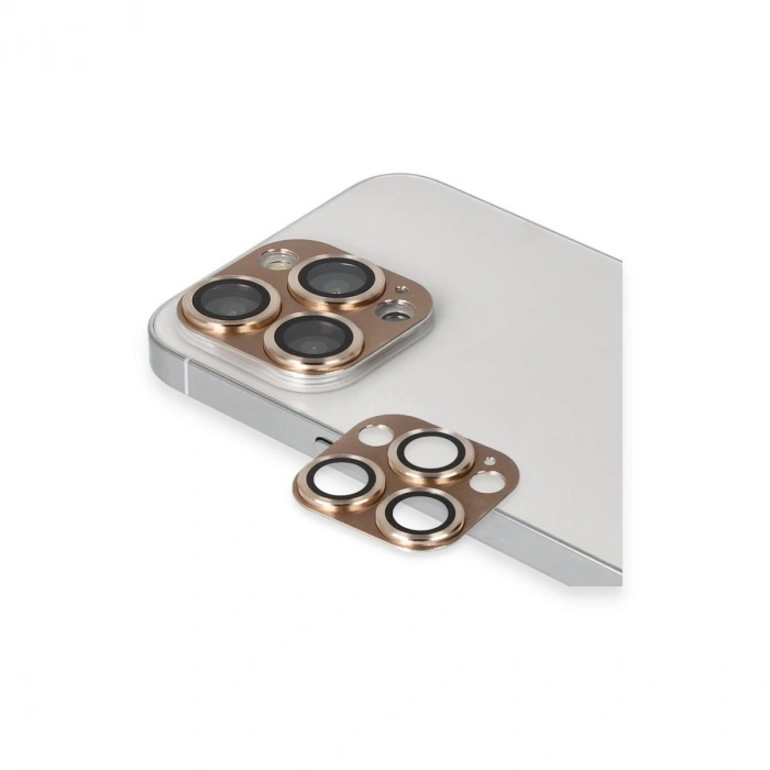 İphone 13 Pro Max Pers Alüminyum Kamera Lens - Gold