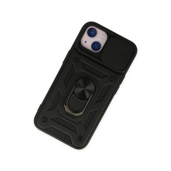 İphone 14 Kılıf Pars Lens Yüzüklü  - Siyah