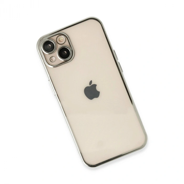 İphone 14 Plus Kılıf  Lensli  - Gümüş