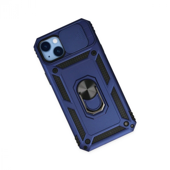 İphone 14 Plus Kılıf Pars Lens Yüzüklü  - Lacivert