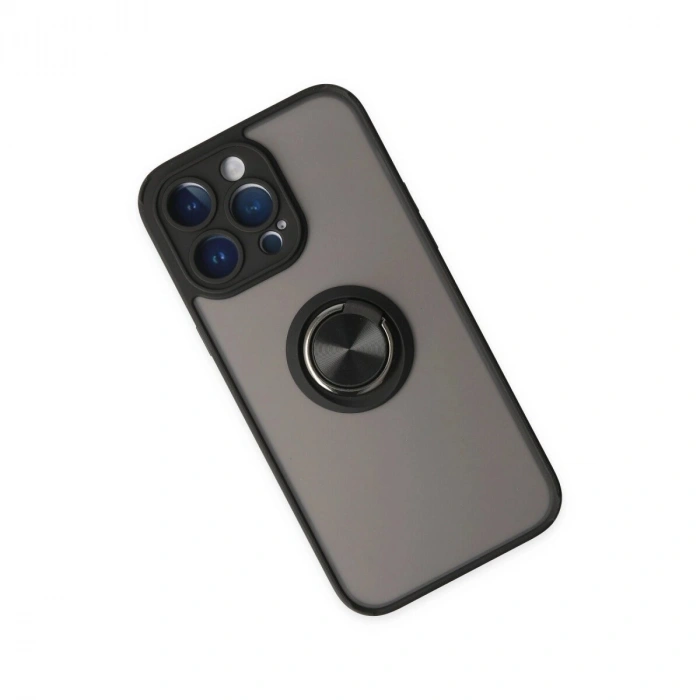 İphone 14 Pro Kılıf Montreal Yüzüklü  Kapak - Siyah