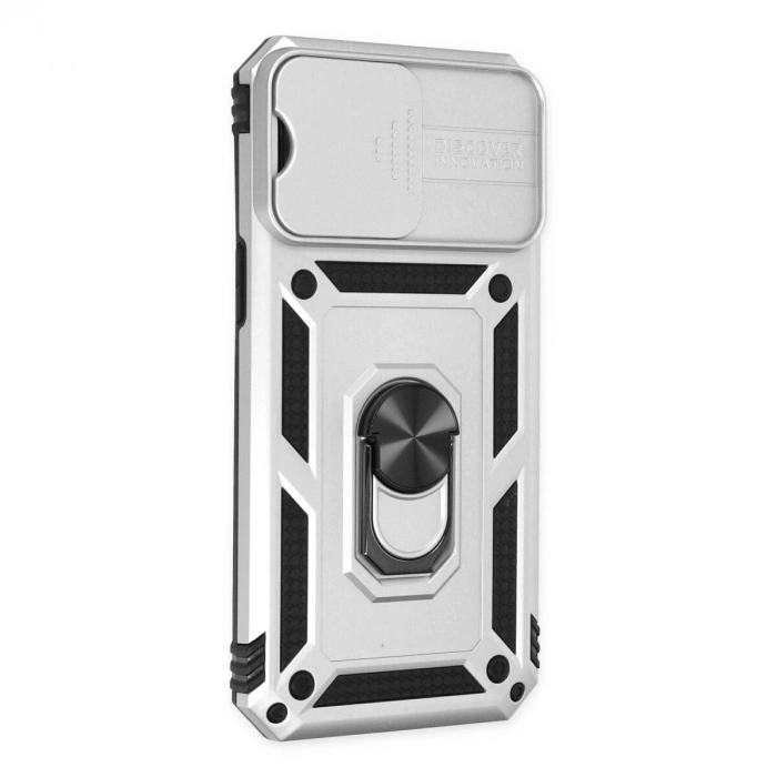 İphone 14 Pro Kılıf Pars Lens Yüzüklü  - Gümüş