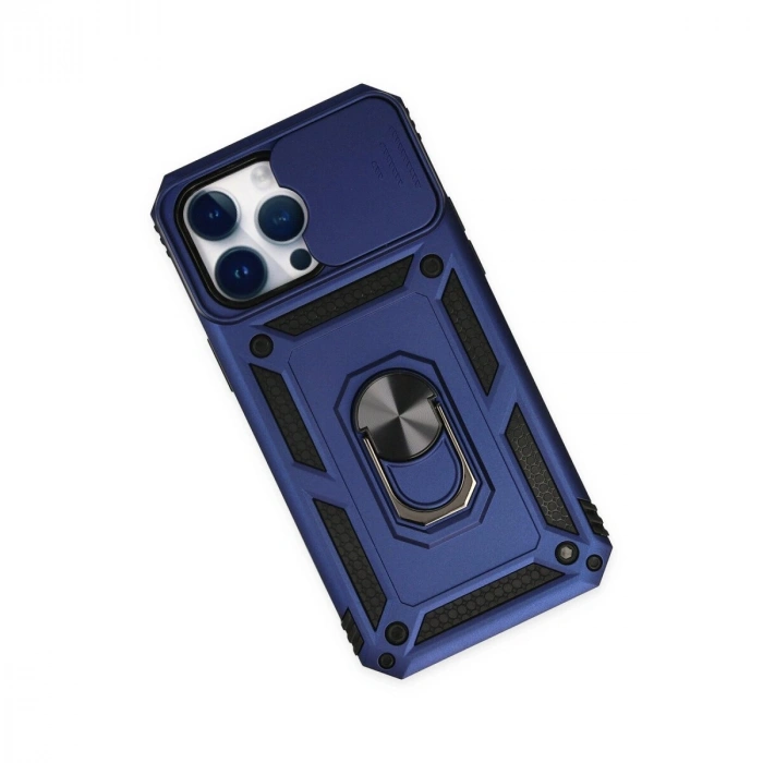 İphone 14 Pro Kılıf Pars Lens Yüzüklü  - Lacivert