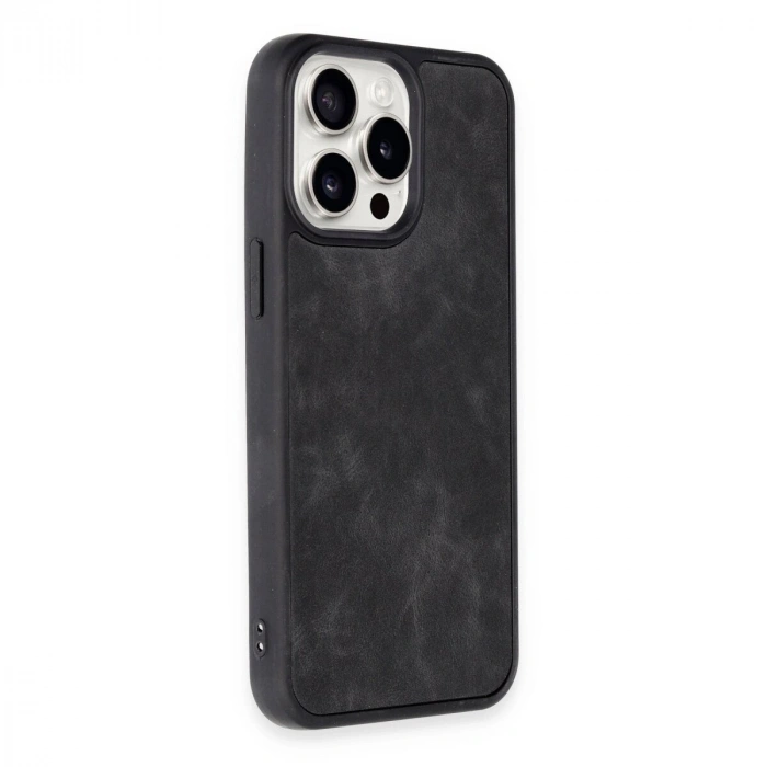 İphone 14 Pro Max Kılıf Aras Deri Kapak - Siyah
