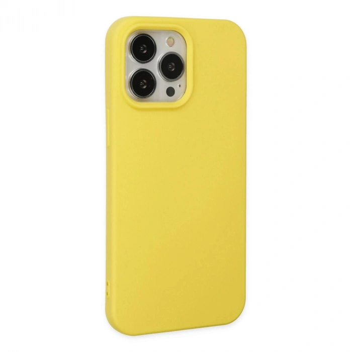 İphone 14 Pro Max Kılıf Nano İçi Kadife  - Sarı