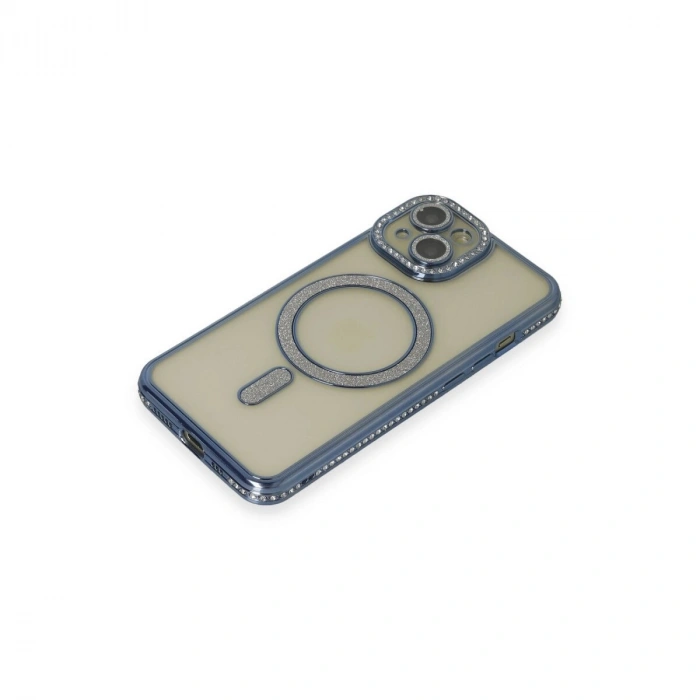İphone 15 Kılıf Joke Simli Magneticsafe Kılıf - Lacivert