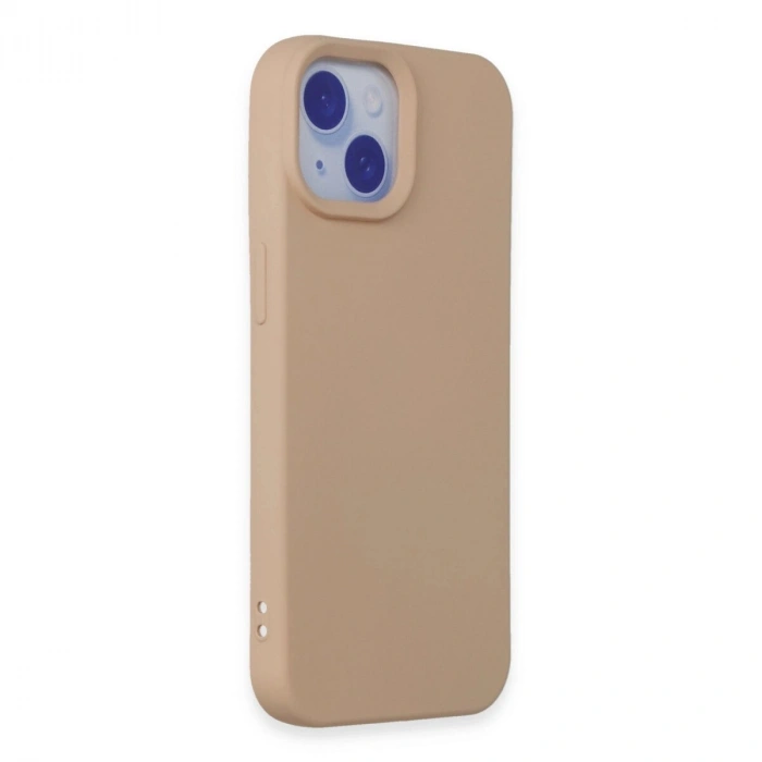 İphone 15 Kılıf Nano İçi Kadife  - Pudra