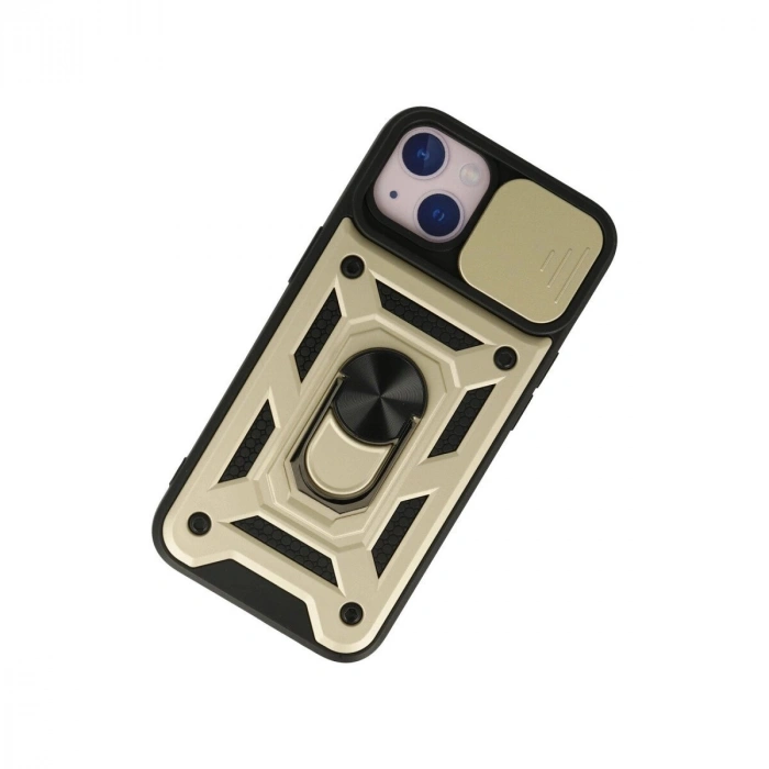 İphone 15 Kılıf Pars Lens Yüzüklü  - Gold