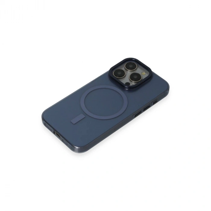 İphone 15 Pro Kılıf Anka Pc Magneticsafe Sert Metal Kapak - Lacivert
