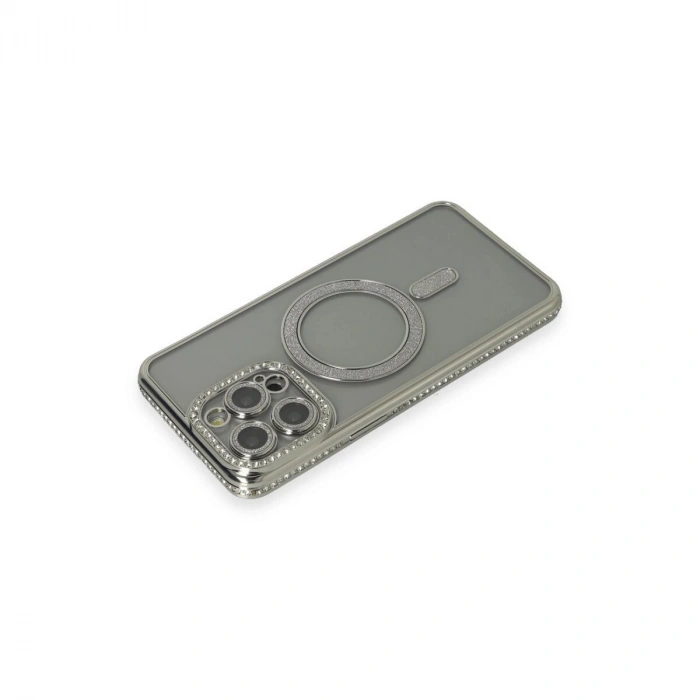 İphone 15 Pro Kılıf Joke Simli Magneticsafe Kılıf - Gri