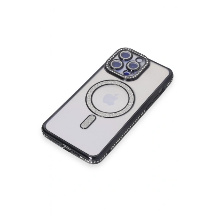 İphone 15 Pro Kılıf Joke Simli Magneticsafe Kılıf Renk: Siyah