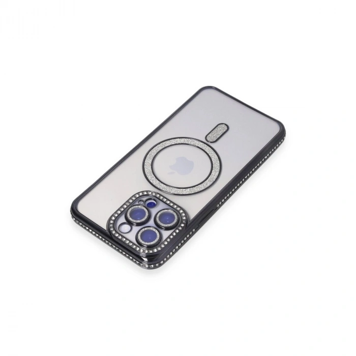 İphone 15 Pro Kılıf Joke Simli Magneticsafe Kılıf - Siyah