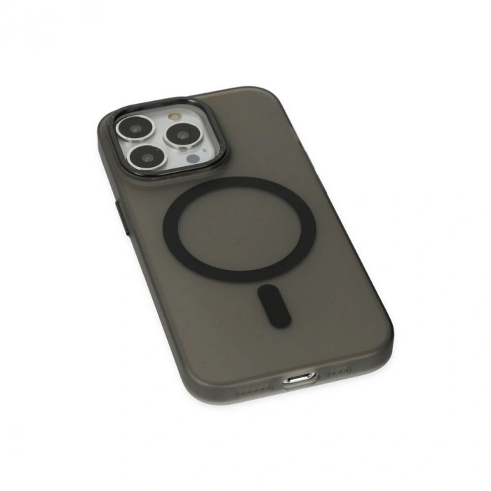 İphone 15 Pro Kılıf Lodos Magneticsafe Mat Kapak - Siyah