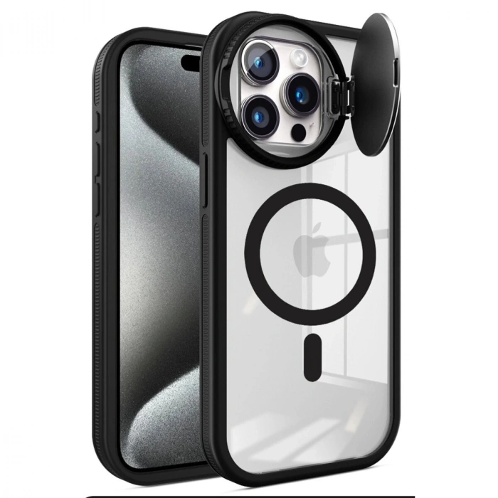 İphone 15 Pro Kılıf Teleskop Lens Magsafe  Kapak - Siyah