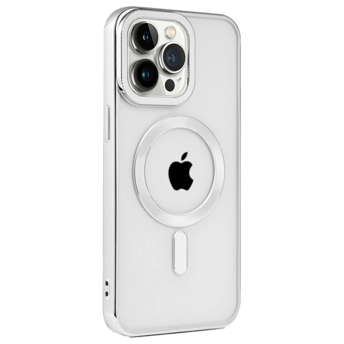 İphone 15 Pro Max Kılıf Kronos Magsafe Kapak - Gümüş