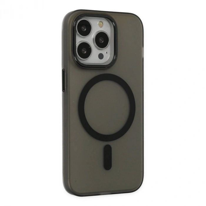 İphone 15 Pro Max Kılıf Lodos Magneticsafe Mat Kapak - Siyah