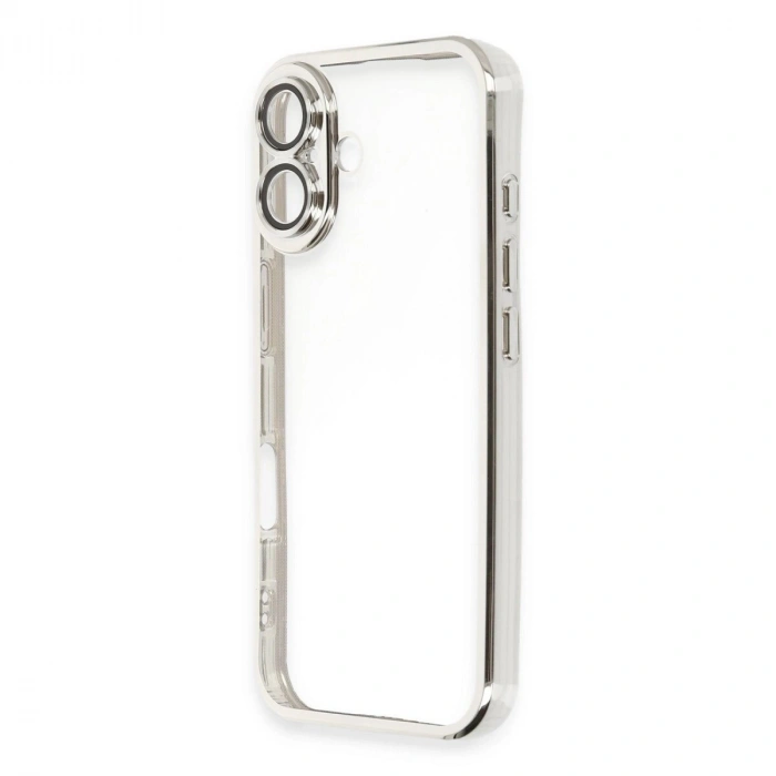 İphone 16 Kılıf  Lensli  - Gümüş