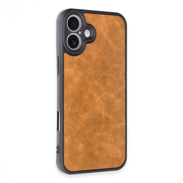 İphone 16 Plus Kılıf Aras Deri Kapak - Taba
