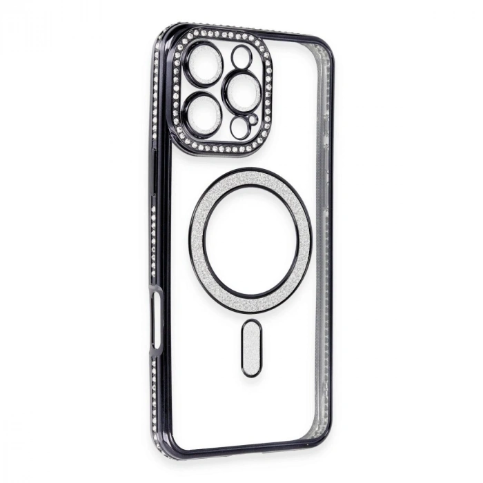 İphone 16 Pro Max Kılıf Joke Simli Magneticsafe Kılıf - Gri
