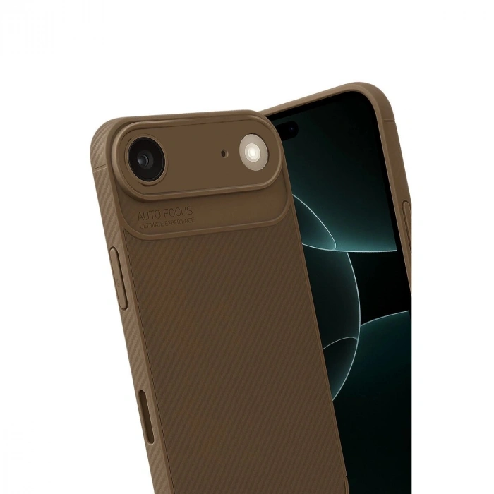 İphone 17 Air Auto Fus Karbon Kapak - Kahverengi