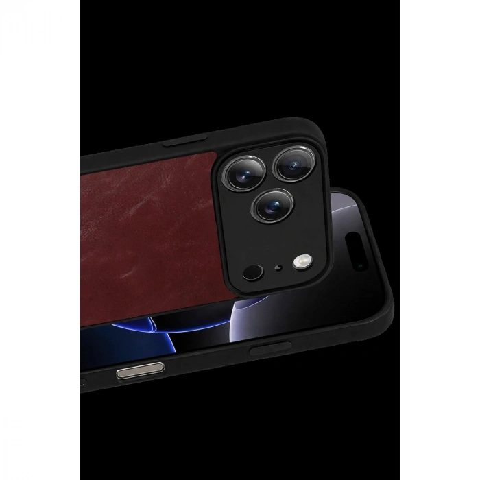 İphone 17 Pro Aras Deri Kapak - Bordo
