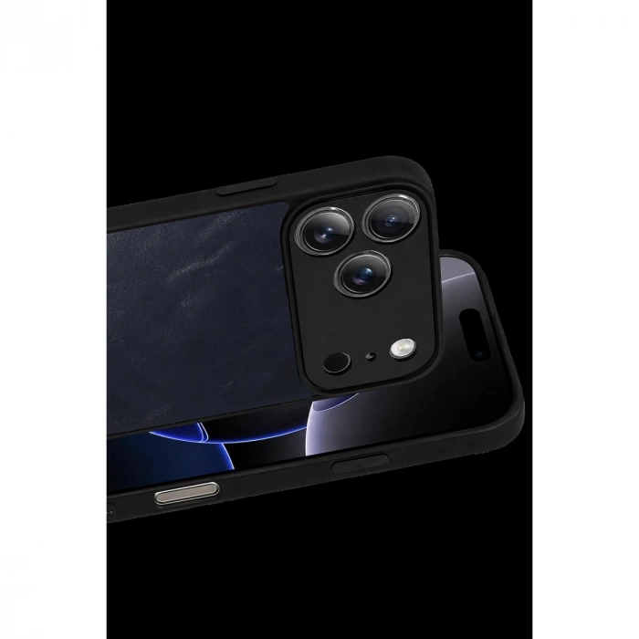 İphone 17 Pro Aras Deri Kapak - Lacivert