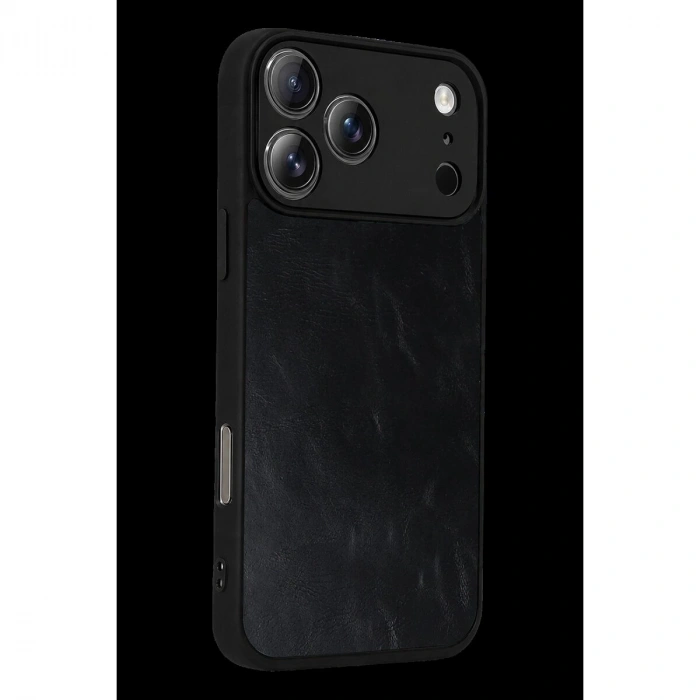 İphone 17 Pro Aras Deri Kapak - Siyah