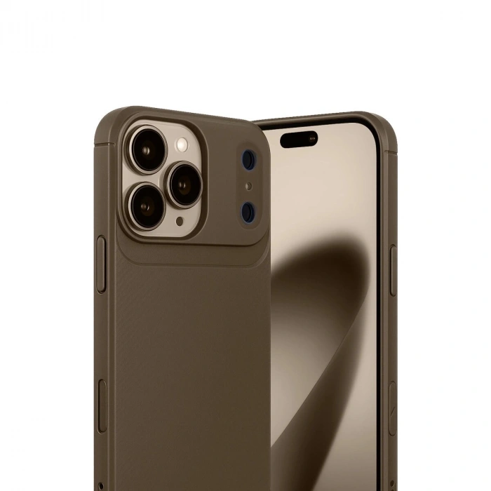 İphone 17 Pro Auto Fus Karbon Kapak - Kahverengi
