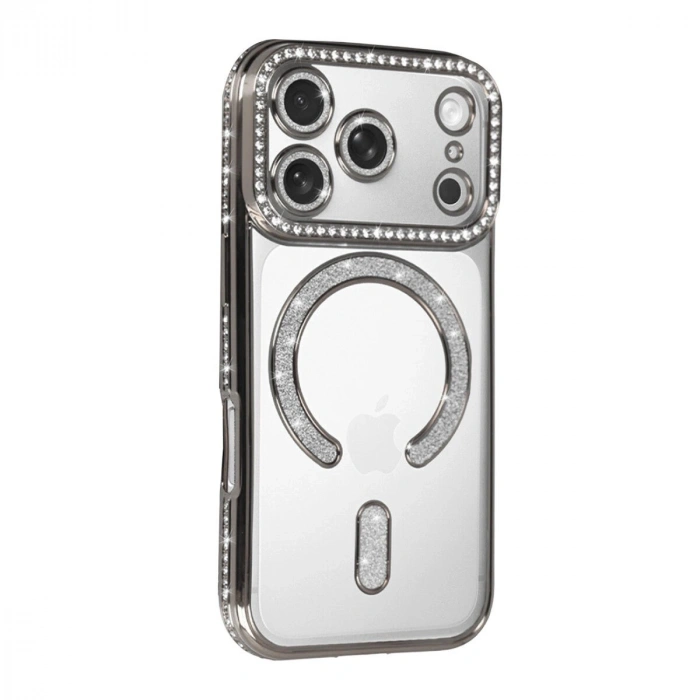İphone 17 Pro Joke Simli Magneticsafe Kılıf - Gümüş