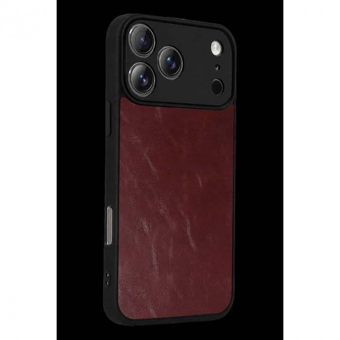 İphone 17 Pro Max Aras Deri Kapak - Bordo