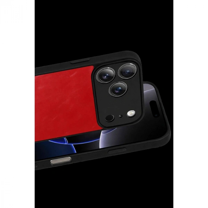 İphone 17 Pro Max Aras Deri Kapak - Kırmızı