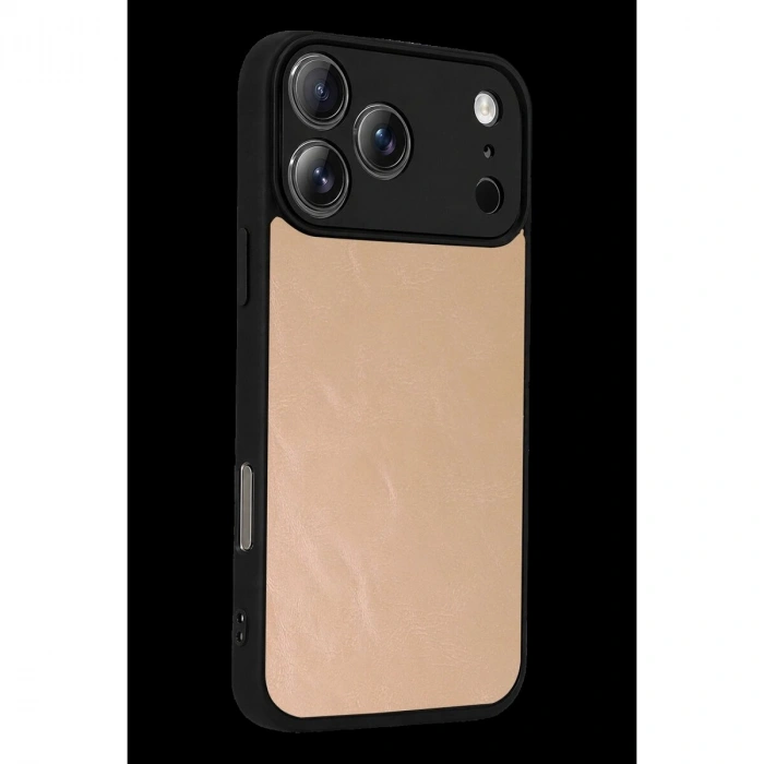 İphone 17 Pro Max Aras Deri Kapak - Pudra