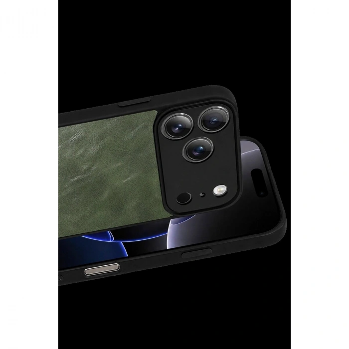 İphone 17 Pro Max Aras Deri Kapak - Yeşil