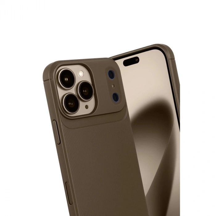 İphone 17 Pro Max Auto Fus Karbon Kapak - Kahverengi