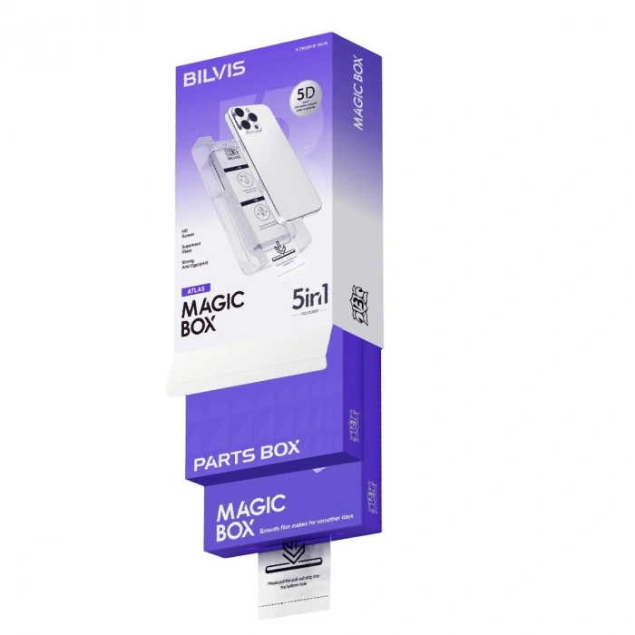 İphone 17 Pro Max Bilvis 5in1 3d Magic Cam Ekran Koruyucu - Siyah