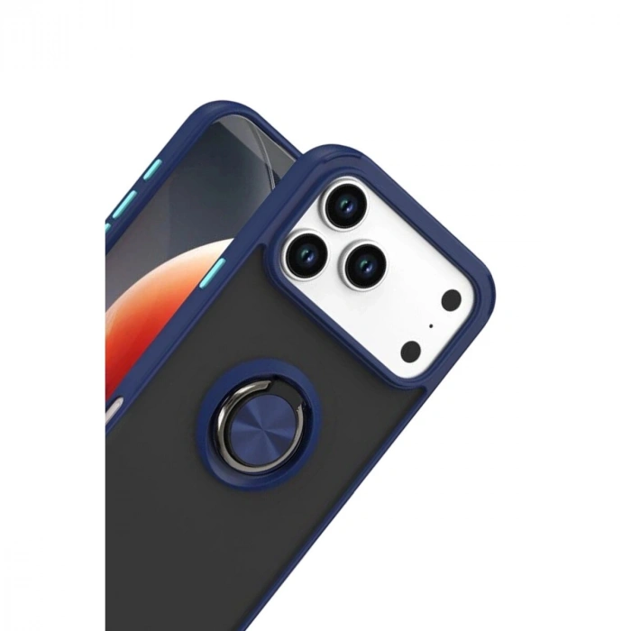 İphone 17 Pro Max Montreal Yüzüklü  Kapak - Lacivert