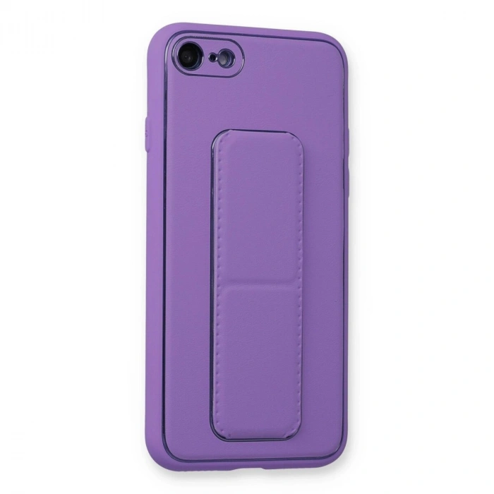 İphone 7 Kılıf Co Deri Standlı Kapak - Koyu Lila